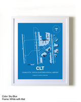 Charlotte / Douglas International Airport framed wall art in white frame with mat