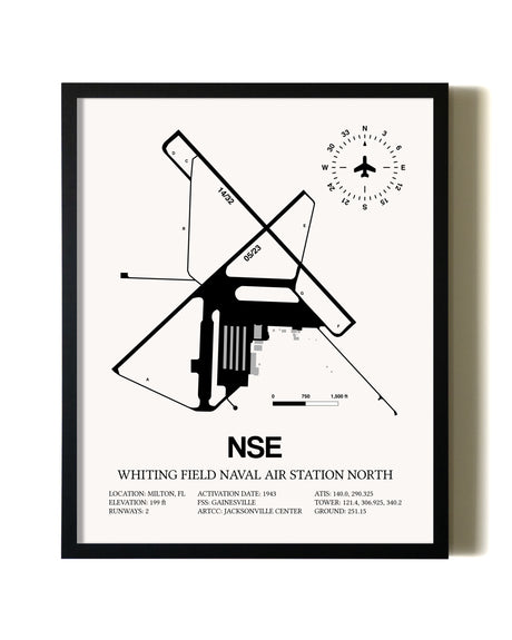 Framed Whiting Field Naval Air Station North wall art poster in black frame