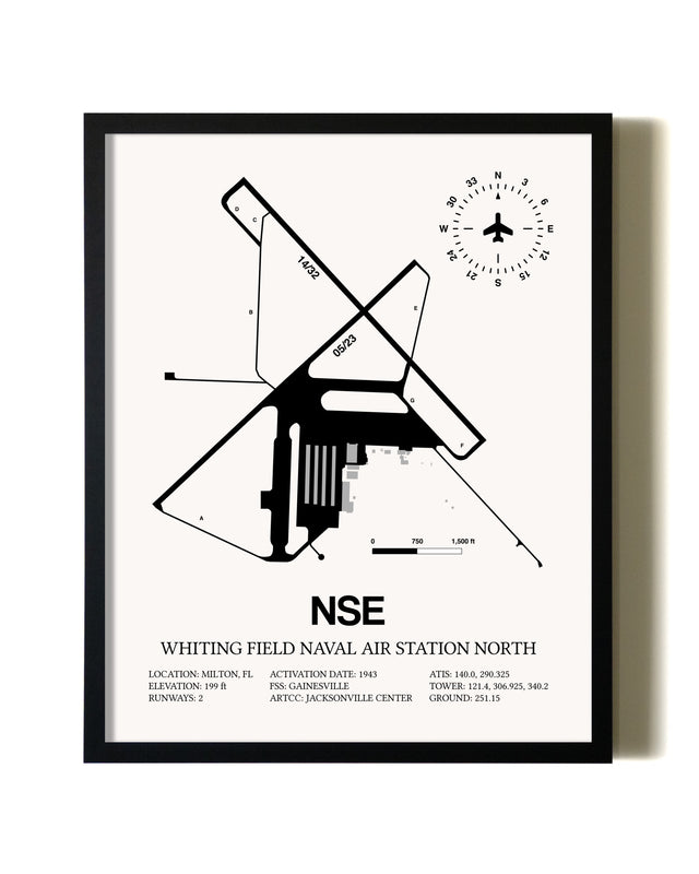 Framed Whiting Field Naval Air Station North wall art poster in black frame