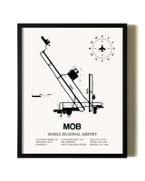 Framed Mobile Regional Airport wall art poster in black frame