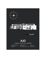 Gray Framed Corona Municipal Airport layout wall art poster