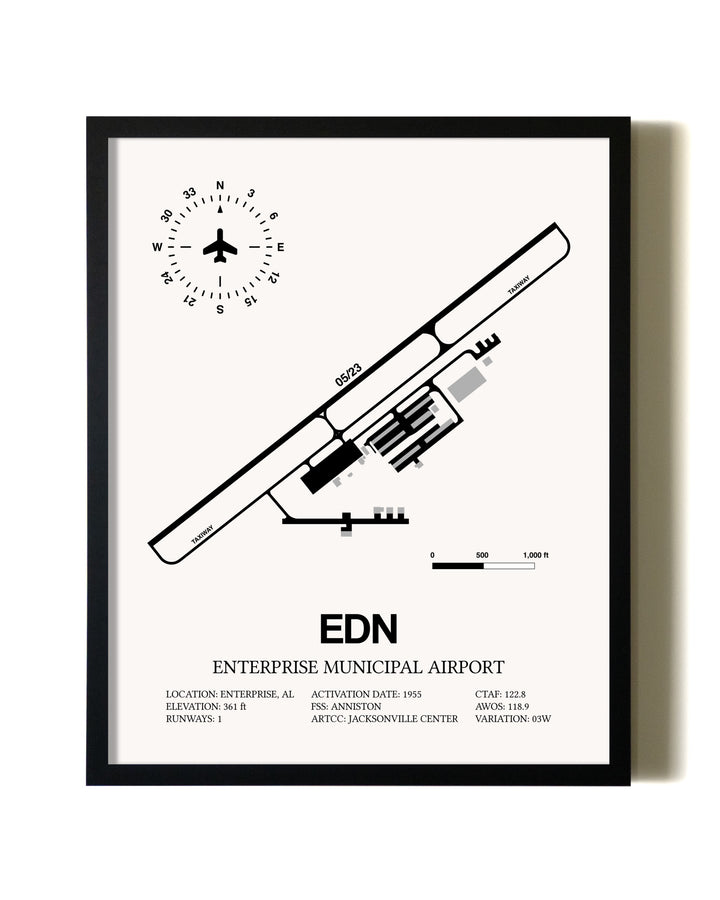 Framed Enterprise Municipal Airport wall art poster in black frame