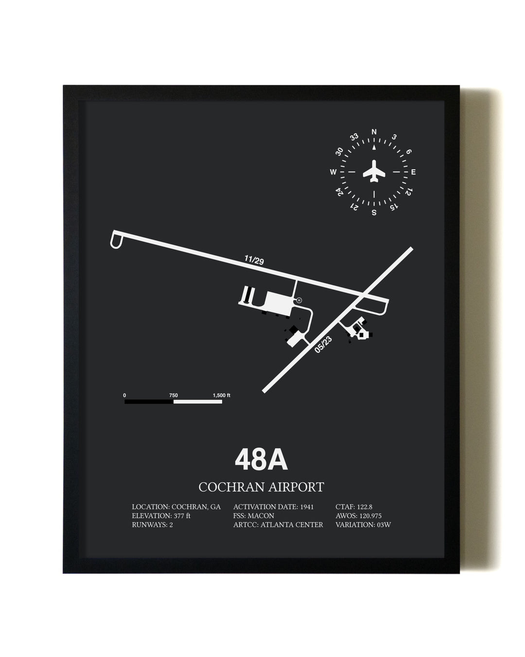 Unframed Cochran Airport map print poster