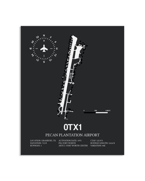 Gray Framed Pecan Plantation Airport layout wall art poster