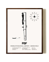 Pinebluff Regional Airport / Grider Field aviation print in walnut frame