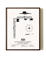 Miami Homestead General Aviation Airport aviation print in walnut frame