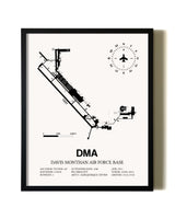 Framed Davis Monthan Air Force Base wall art poster in black frame