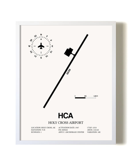 Holy Cross Airport airport map poster in oak frame