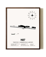 Trenton-Robbinsville Airport aviation print in walnut frame