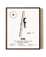 City Of Slaton / Larry T. Neal Memorial Airport aviation print in walnut frame