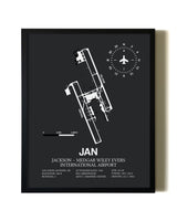 Unframed Jackson-Medgar Wiley Evers International Airport map print poster