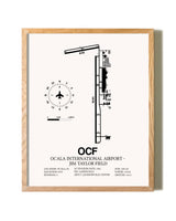 Ocala International Airport-Jim Taylor Field framed print in natural wood frame
