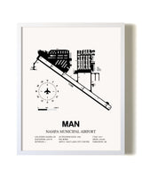 Nampa Municipal Airport airport map poster in oak frame