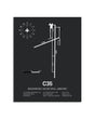 Gray Framed Reedsburg Municipal Airport layout wall art poster