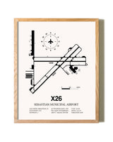 Sebastian Municipal Airport framed print in natural wood frame