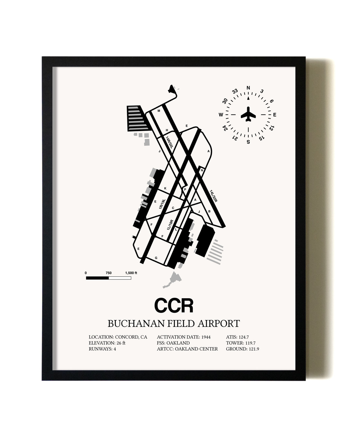 Framed Buchanan Field wall art poster in black frame