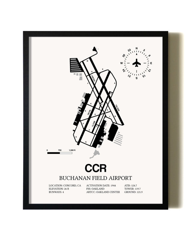 Framed Buchanan Field wall art poster in black frame