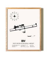 West Michigan Regional Airport framed print in natural wood frame