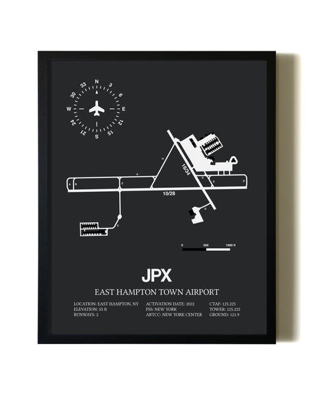 Unframed East Hampton Town Airport map print poster