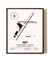 Wilkes-Barre / Scranton International Airport aviation print in walnut frame