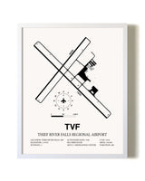 Thief River Falls Regional Airport airport map poster in oak frame