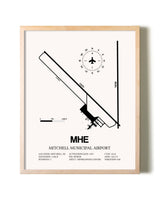 Mitchell Municipal Airport framed wall art in white frame