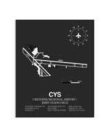 Gray Framed Cheyenne Regional Airport / Jerry Olson Field layout wall art poster