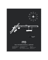 Gray Framed Hilo International Airport layout wall art poster