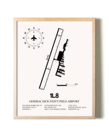 General Dick Stout Field Airport framed wall art in white frame