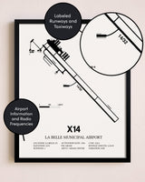 Framed La Belle Municipal Airport layout wall art poster
