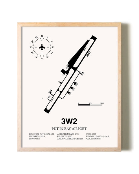 Put in Bay Airport framed wall art in white frame