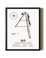 Framed Valdosta Regional Airport wall art poster in black frame