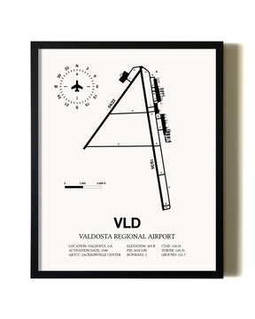 Framed Valdosta Regional Airport wall art poster in black frame