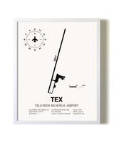 Telluride Regional Airport airport map poster in oak frame