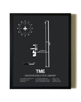 Unframed Houston Executive Airport map print poster
