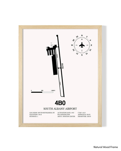 Detailed Airport Map of South Albany Airport (4B0) in White with a Natural Frame