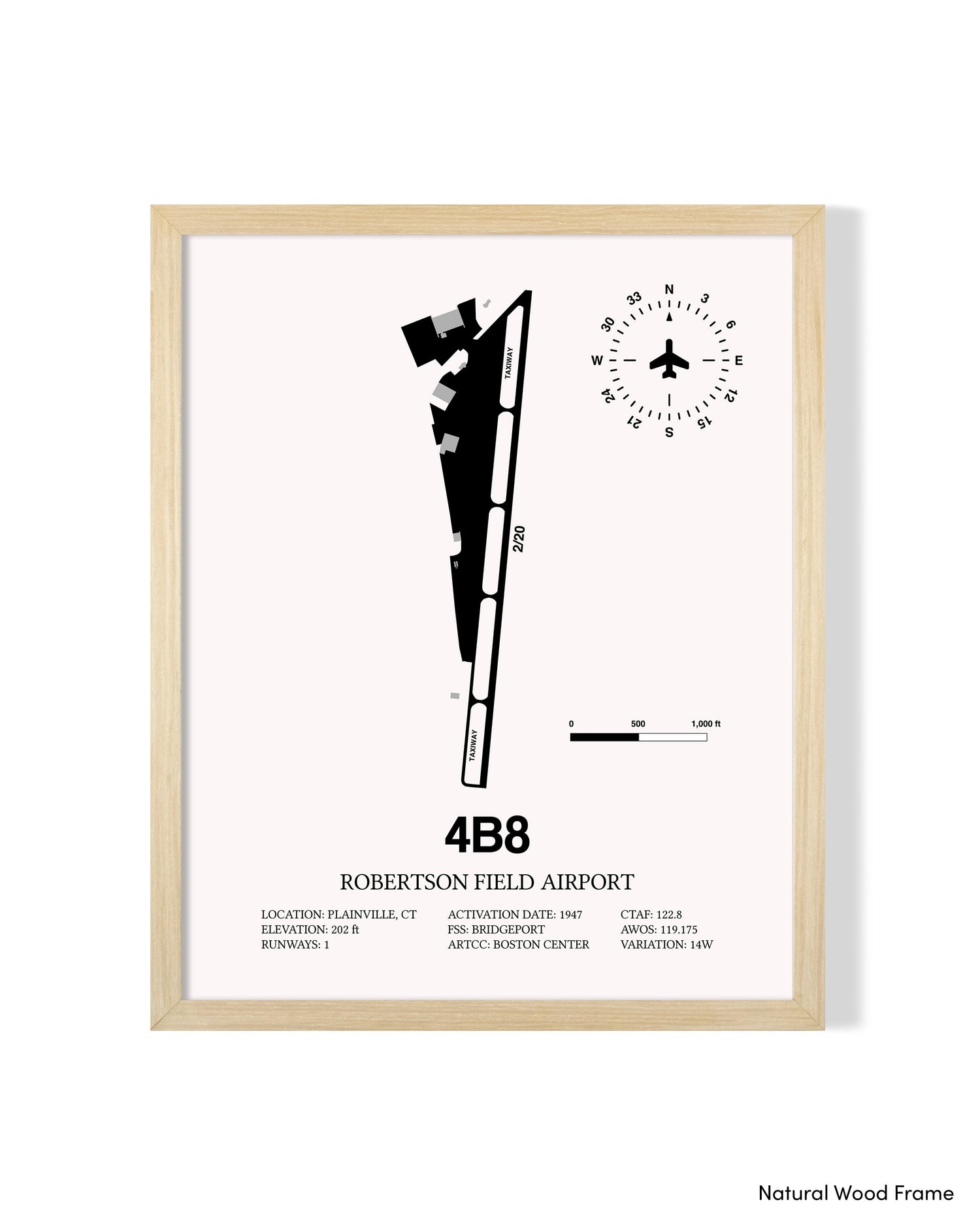 Detailed Airport Map of Robertson Field Airport (4B8) in White with a Natural Frame