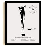 Framed Detailed Airport Map of Robertson Field Airport (4B8) in White with a Black Frame