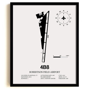 Framed Detailed Airport Map of Robertson Field Airport (4B8) in White with a Black Frame