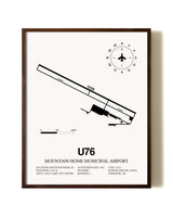 Mountain Home Municipal Airport aviation print in walnut frame