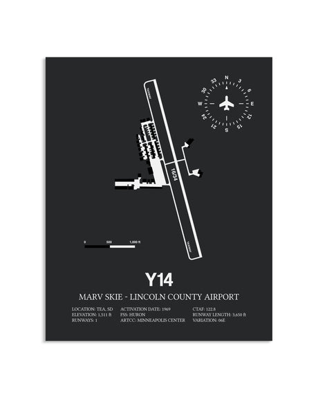 Gray Framed Marv Skie-Lincoln County Airport layout wall art poster