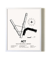 Waco Regional Airport airport map poster in oak frame