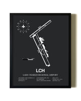 Unframed Lake Charles Regional Airport map print poster
