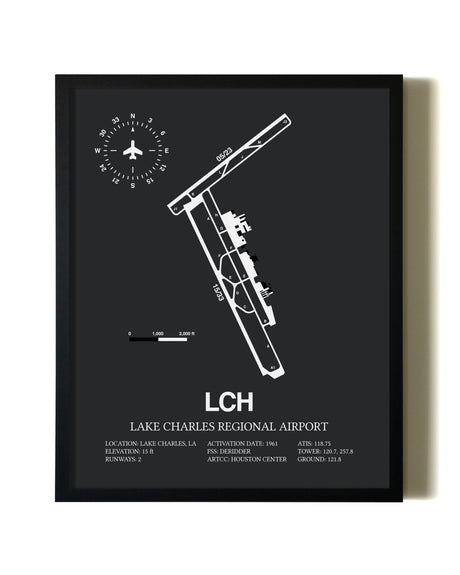 Unframed Lake Charles Regional Airport map print poster