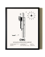 Framed Kickapoo Downtown Airport wall art poster in black frame