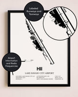 Framed Lake Havasu City Airport layout wall art poster