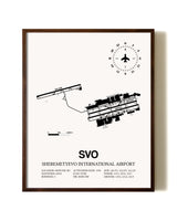 Sheremetyevo International Airport aviation print in walnut frame