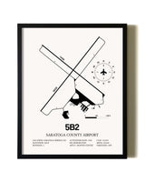 Framed Saratoga County Airport wall art poster in black frame