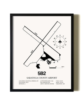 Framed Saratoga County Airport wall art poster in black frame