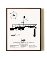 Jacksonville Naval Air Station (Towers Field) aviation print in walnut frame